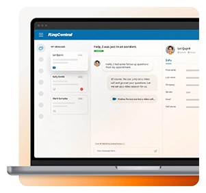 The RingCX contact center on a laptop