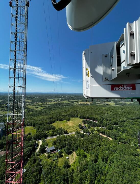 Redzone antenna and tower overlooking rural Maine